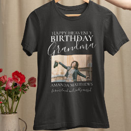 Hemelse Verjaardag Oma | Foto Herdenkings T-Shirt