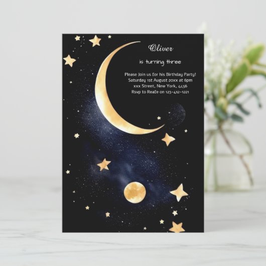 Hemelse Verjaardag Uitnodiging (Staand voorkant)