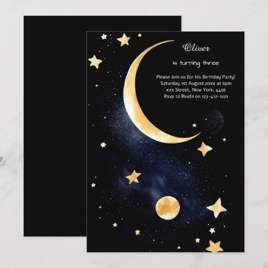 Hemelse Verjaardag Uitnodiging (Voorkant / Achterkant)