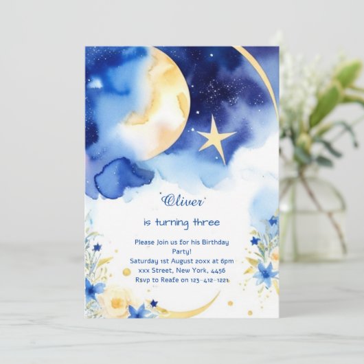 Hemelse Verjaardag Uitnodiging (Staand voorkant)