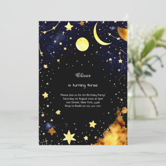 Hemelse Verjaardag Uitnodiging (Staand voorkant)