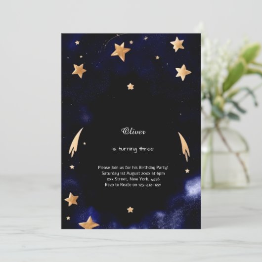 Hemelse Verjaardag Uitnodiging (Staand voorkant)