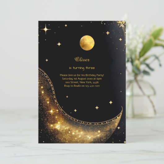 Hemelse Verjaardag Uitnodiging (Staand voorkant)