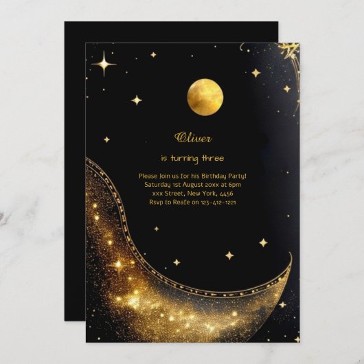 Hemelse Verjaardag Uitnodiging (Voorkant / Achterkant)