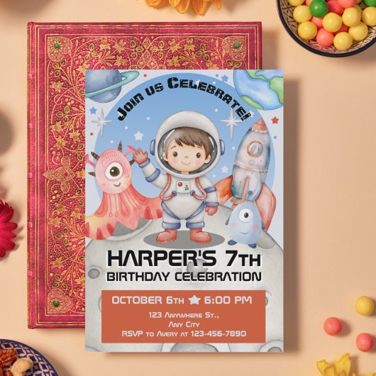 Hemelse Viering: Lichtblauwe Astronaut Kaart