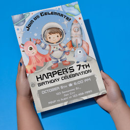 Hemelse Viering: Lichtblauwe Ruimtevaarder Kaart