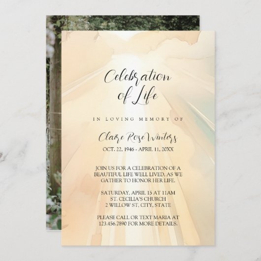 Hemelse viering van het leven - fotomemoriaal  kaart (Voorkant / Achterkant)