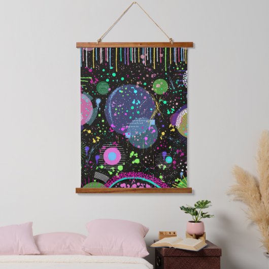 Hemelse Vieringen: Maximalistische Abstracte Kunst Hangend Wandkleed (Slaapkamer)