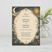 Hemelse Vintage Botanische Maanlichte Uitnodiging (Staand voorkant)