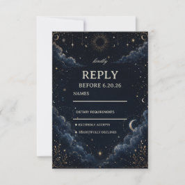 Hemelse Vintage Kosmische Elegantie RSVP Kaartje
