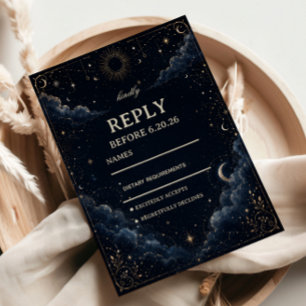 Hemelse Vintage Kosmische Elegantie RSVP Kaartje