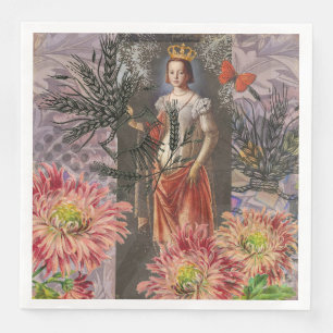 Hemelse Virgo Godin Collage: Vintage Hemels Servet