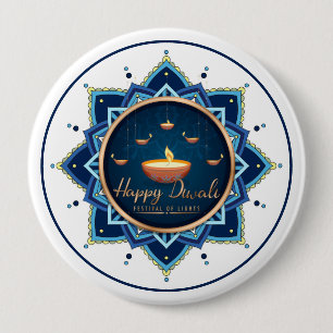 Hemelse Vlam – Diwali Mandala Gloed Ronde Button 4,0 Cm