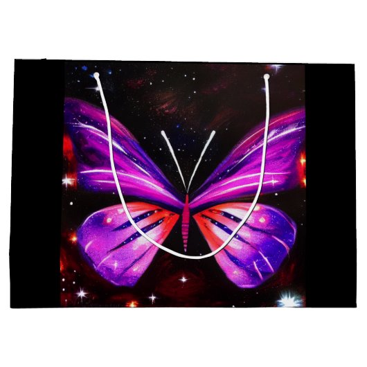 Hemelse vlinder zwarte achtergrond groot cadeauzakje (Achterkant)