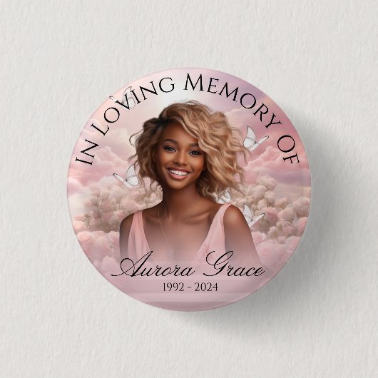 Hemelse Vlinders Memorial 1 inch ronde Button (Voorkant)