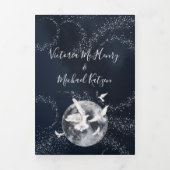 Hemelse Volle Maan en Sterren Bruiloft Drieluik Uitnodiging (Cover)