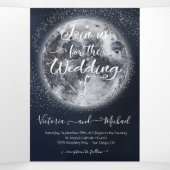 Hemelse Volle Maan en Sterren Bruiloft Drieluik Uitnodiging (Binnenkant midden)