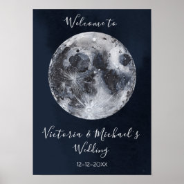 hemelse volle maan en sterren poster