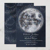 Hemelse Volle Maan en Sterren Uitnodigingen (Voorkant / Achterkant)