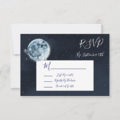 Hemelse Volle Maan Sterren Huwelijksreactie RSVP Kaartje (Voorkant)