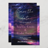 Hemelse Volle Maan Sterren Trouwen Save the Date Kaart (Voorkant / Achterkant)