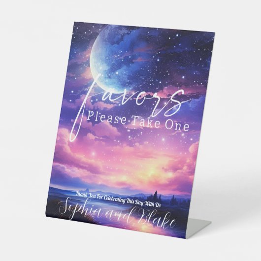 Hemelse Volle Maan Sterren Voorkeur Pedestal Sign Reclamebord Met Voetstuk (Voorkant)