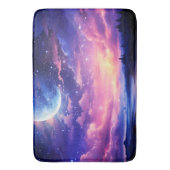 Hemelse Volle Maan Sterren Wolken Mystiek Paarse Badmat (Voorkant Verticaal)