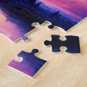 Hemelse Volle Maan Sterren Wolken Mystiek Paarse Legpuzzel (Zijkant)