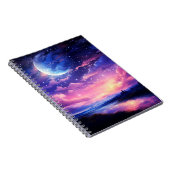 Hemelse Volle Maan Sterren Wolken Mystiek Paarse Notitieboek (Rechterzijde)