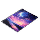 Hemelse Volle Maan Sterren Wolken Mystiek Paarse Notitieboek (Linkerzijde)