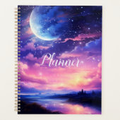 Hemelse Volle Maan Sterren Wolken Mystiek Paarse Planner (Voorkant)