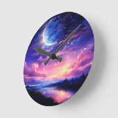 Hemelse Volle Maan Sterren Wolken Mystiek Paarse Ronde Klok (Hoek)