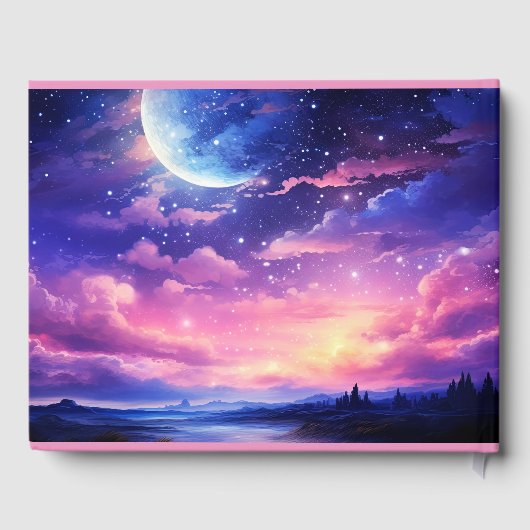 Hemelse Volle Maan Sterren Wolken Mystieke Huwelij Gastenboek (Achterkant)