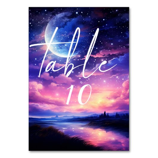 Hemelse Volle Maan Sterren Wolken Mystieke Huwelij Kaart (Voorkant)