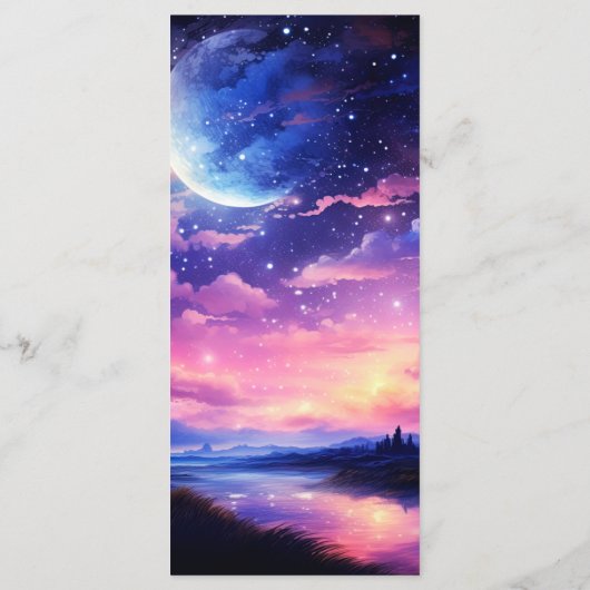 Hemelse Volle Maan Sterren Wolken Mystieke Huwelij Menu (Achterkant)