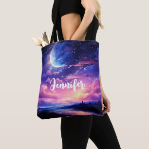 Hemelse Volle Maan Sterren Wolken Mystieke Huwelij Tote Bag