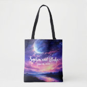 Hemelse Volle Maan Sterren Wolken Mystieke Huwelij Tote Bag (Voorkant)