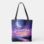 Hemelse Volle Maan Sterren Wolken Mystieke Huwelij Tote Bag (Achterkant)