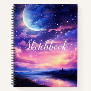 Hemelse Volle Maan Sterren Wolken Sketchbook Notitieboek