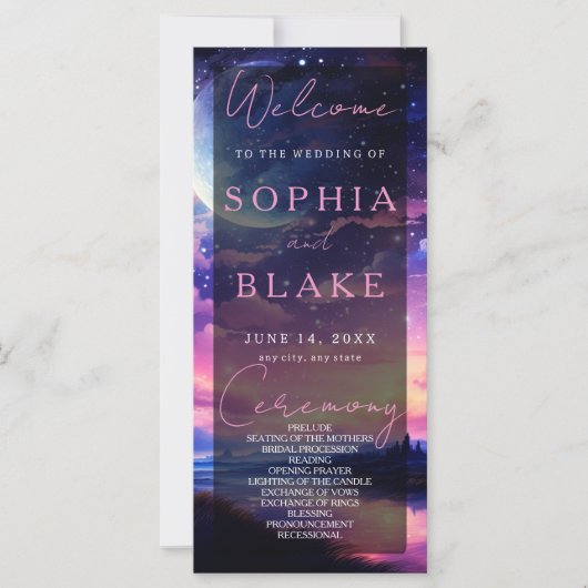 Hemelse Volle Maan Sterren Wolken Trouwprogramma (Voorkant)