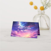 Hemelse Volle Maan Trouwen Gevouwen Plaats Kaart Plaatskaartje (Achterkant)