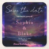 Hemelse vollemaan sterren trouwkaart save the date kartonnen onderzetters (Voorkant)