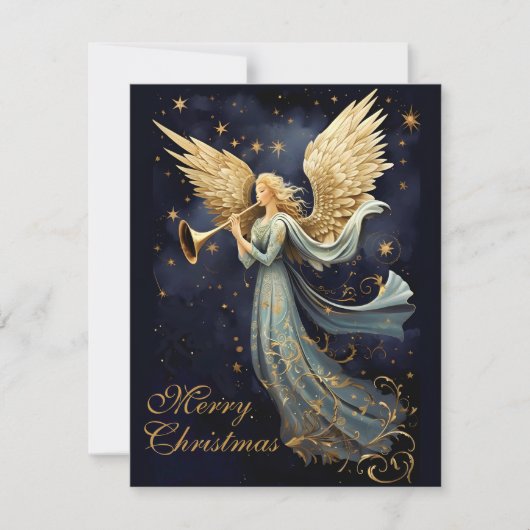 Hemelse vreugde in Blue Angel Kerstkaart (Voorkant)