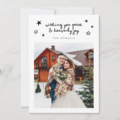 Hemelse vreugde Religieuze feestdag Trouwfoto Wit Feestdagenkaart (Voorkant)