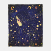 Hemelse Vrouw Godin Moon Stars Sky Fleece Deken (Voorkant)