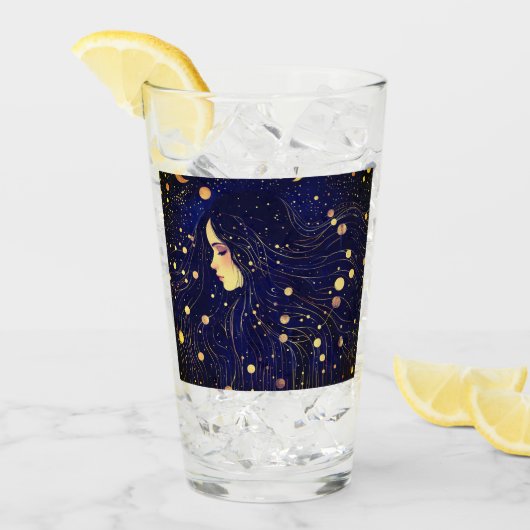 Hemelse Vrouw Himmelse Godin Maan Sterren Glas (Voorkant ijs)