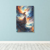 Hemelse vrouw in vurige kosmos kunst canvas afdruk (Insitu (Houten vloer))