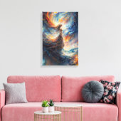 Hemelse vrouw in vurige kosmos kunst canvas afdruk (Insitu (Woonkamer))
