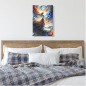 Hemelse vrouw in vurige kosmos kunst canvas afdruk (Insitu (Slaapkamer))