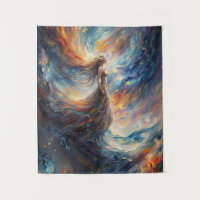 Hemelse vrouw in vurige kosmos kunst